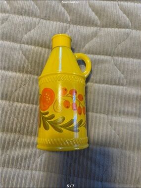 Avon Yellow  vintage Dutch Decorative Pitcher with Orange and Green Floral Motif